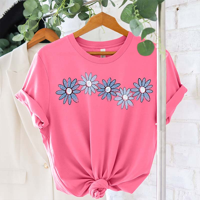 Blue Daisy Wildflower Cute T-Shirt-carlalin