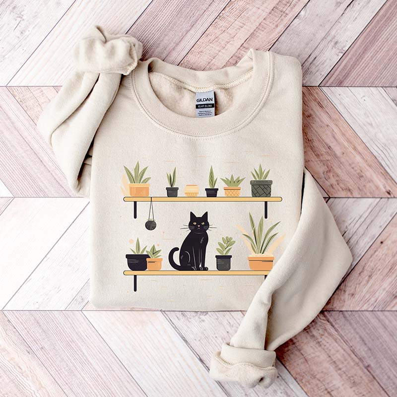 Cats and Plants Succulent Sweatshirt-carlalin