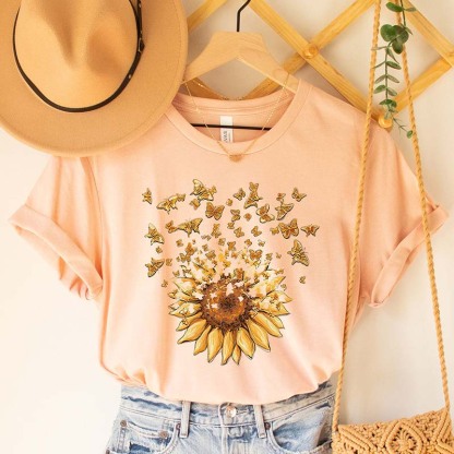 Sunflower And Butterfly T-shirt