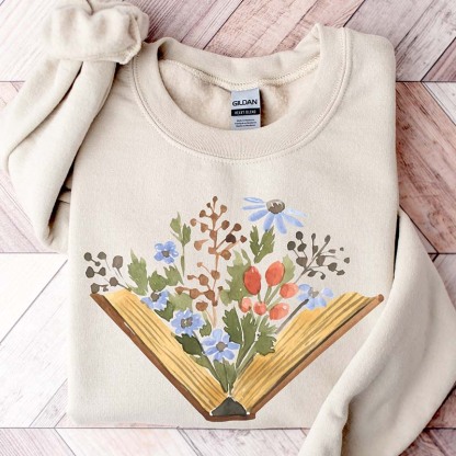 Wildflowers Book Sweatshirt & Gift For Book Lovers