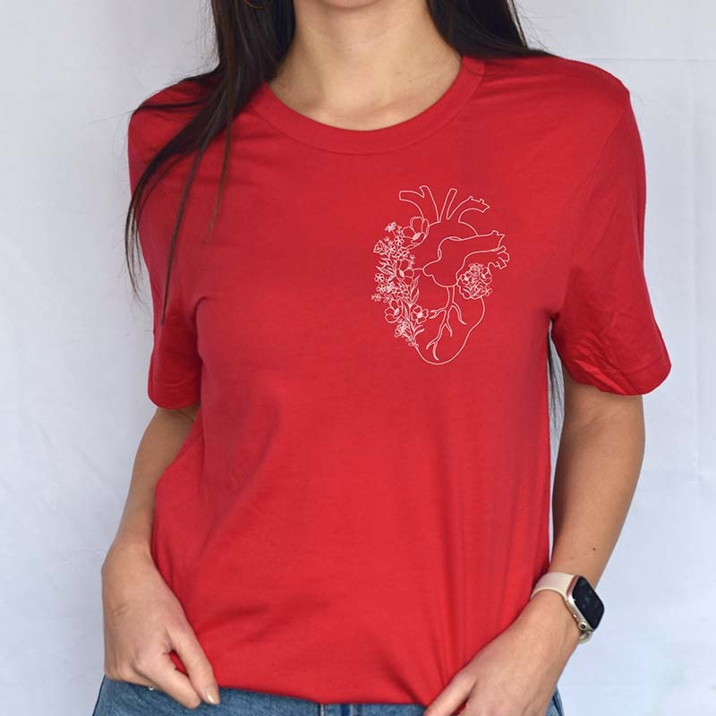 Heart Anatomy  Floral Heart T-Shirt