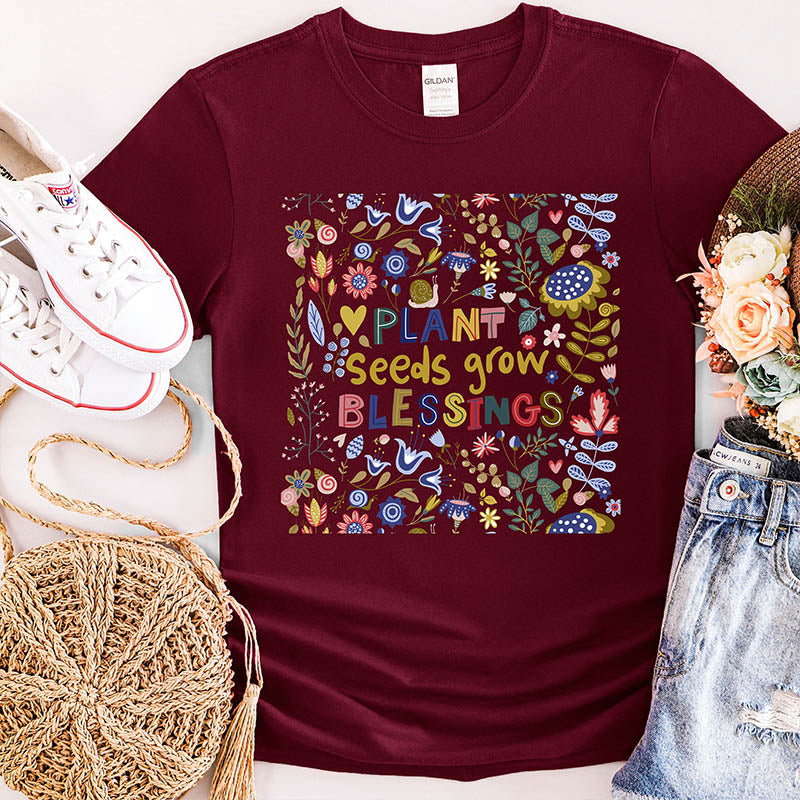 Plant Seeds Grow Floral T-Shirt-carlalin
