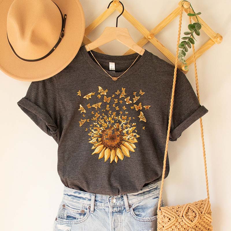 Sunflower And Butterfly T-shirt
