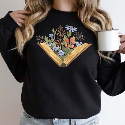 Wildflowers Book Sweatshirt & Gift For Book Lovers