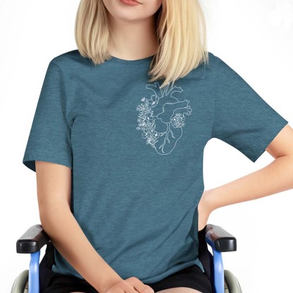 Heart Anatomy  Floral Heart T-Shirt