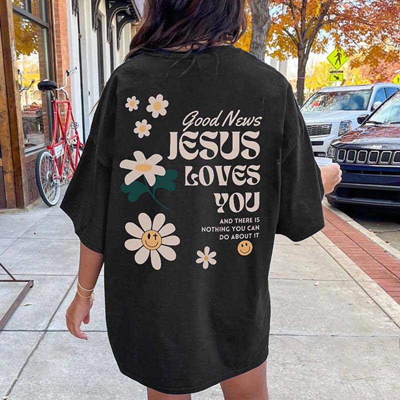 Good New Jesus Love You Wildflowers T-Shirt-carlalin