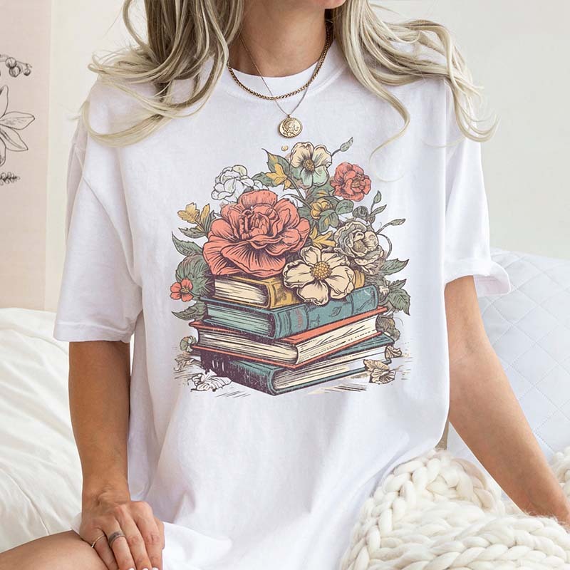 Books and Flowers  Reader Gardening T-Shirt-carlalin