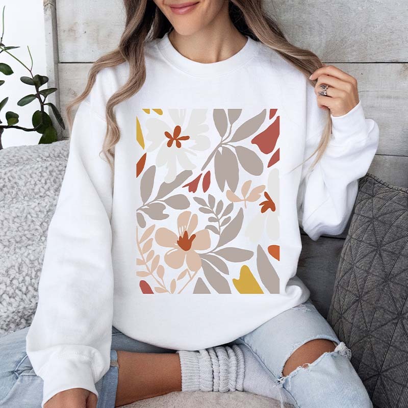 Boho White Flower Minimalist Sweatshirt-carlalin