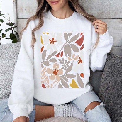 Boho White Flower Minimalist Sweatshirt-carlalin