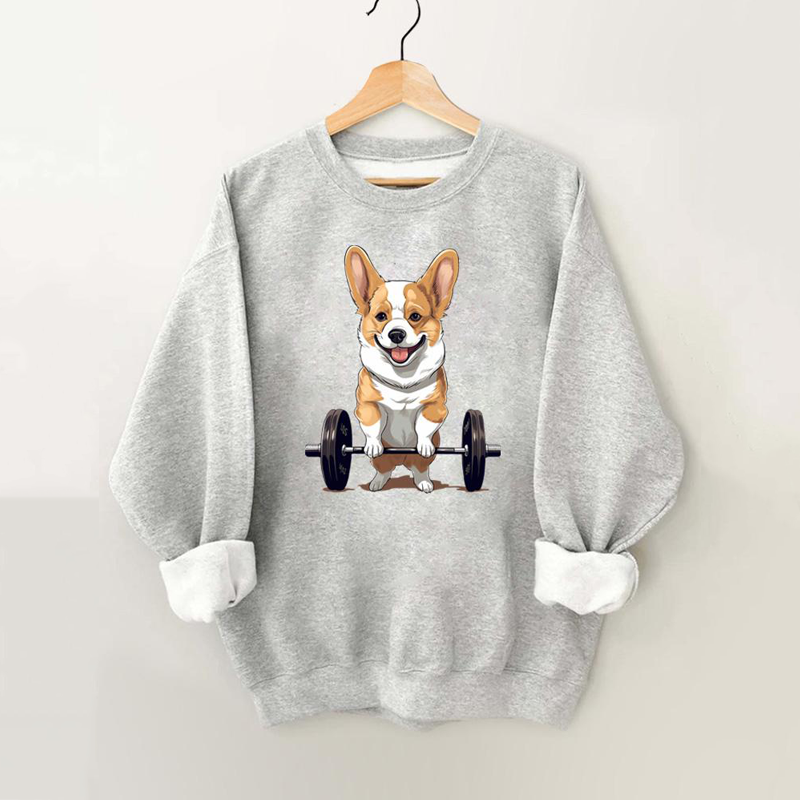 WeightLifting Corgi Vintage Gym Sweatshirt-carlalin