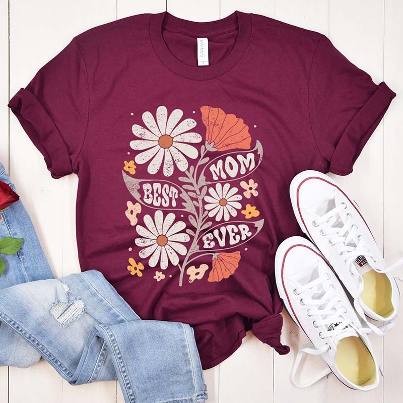 Boho Floral Best Mom Ever T-Shirt-carlalin