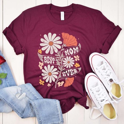 Boho Floral Best Mom Ever T-Shirt-carlalin