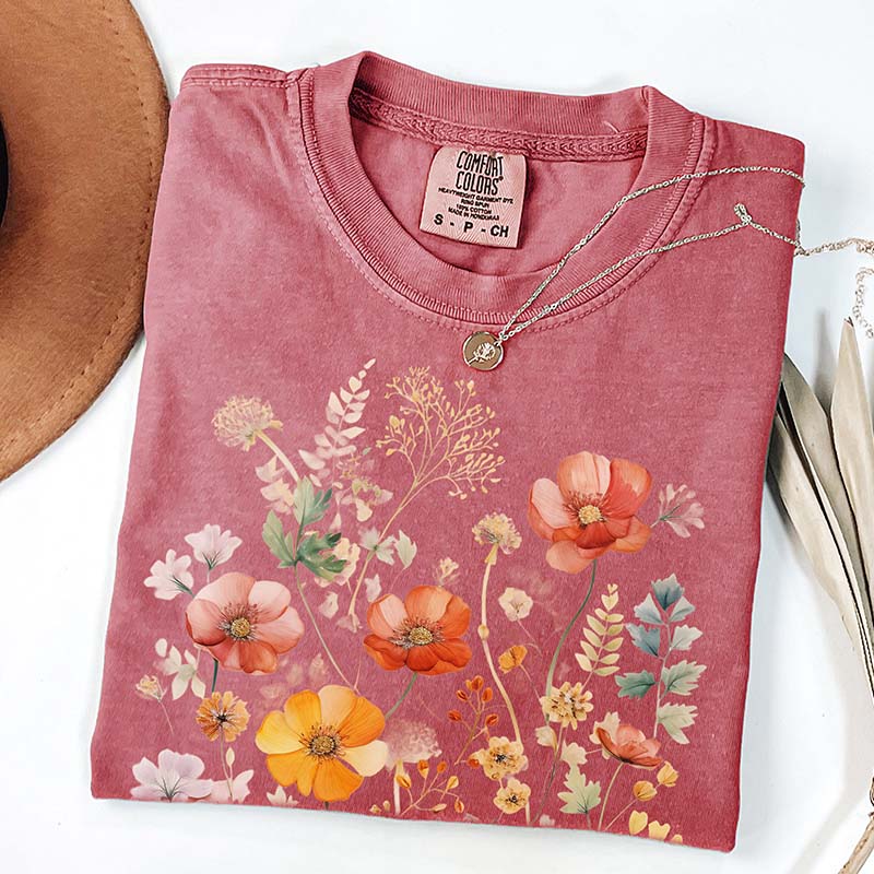 Aesthetic Colorful Wild Flower T-Shirt-carlalin