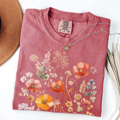 Aesthetic Colorful Wild Flower T-Shirt-carlalin