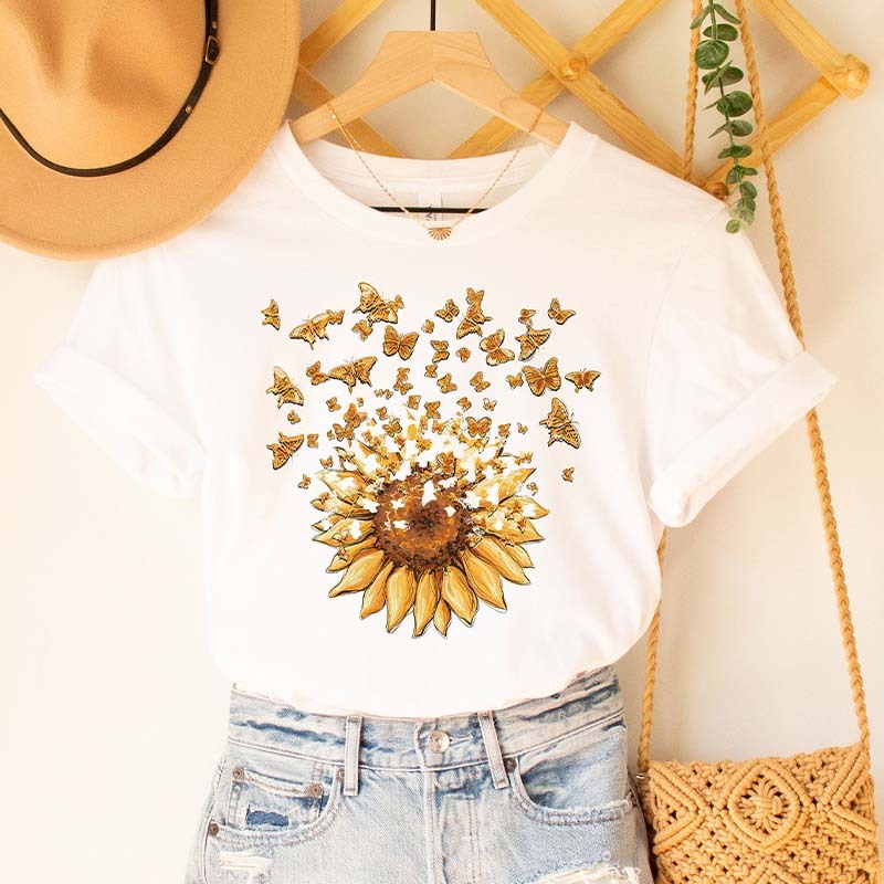 Sunflower And Butterfly T-shirt