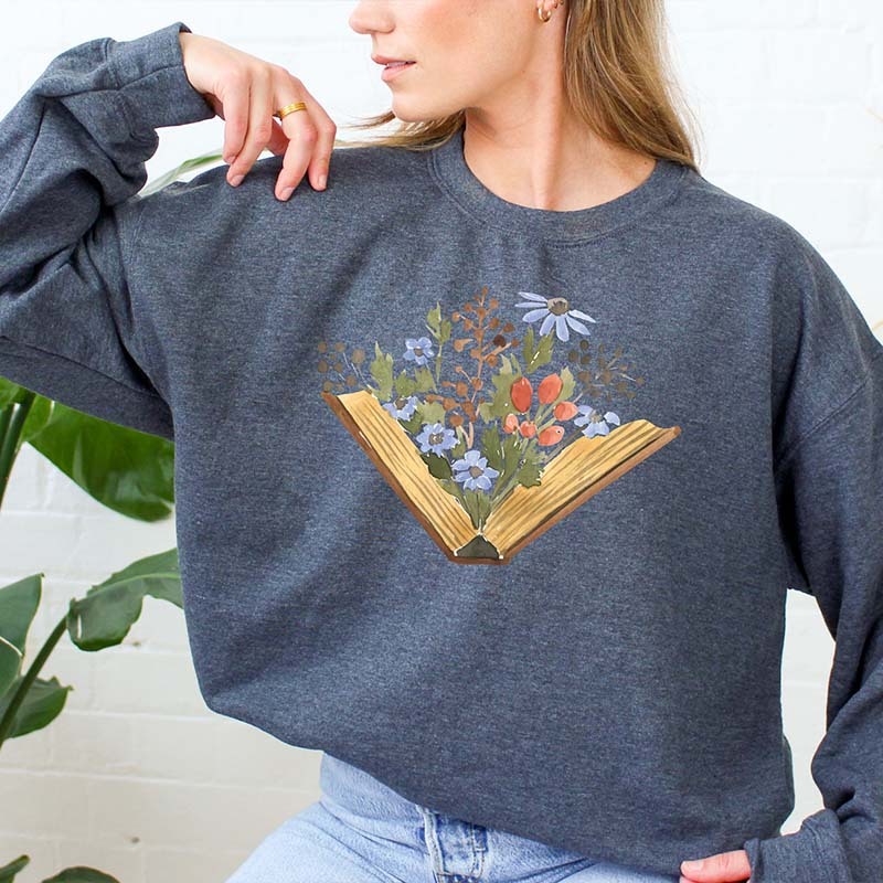 Wildflowers Book Sweatshirt & Gift For Book Lovers