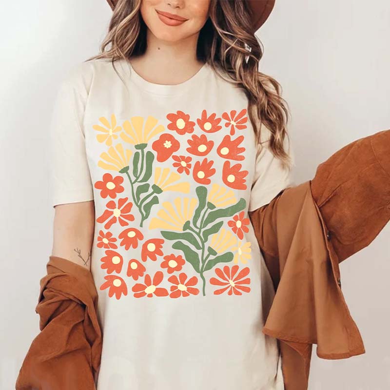 Abstract Flower Botanical T-Shirt-carlalin