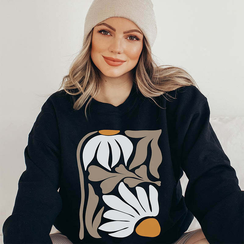Retro Flower Nature Minimalist Sweatshiirt-carlalin