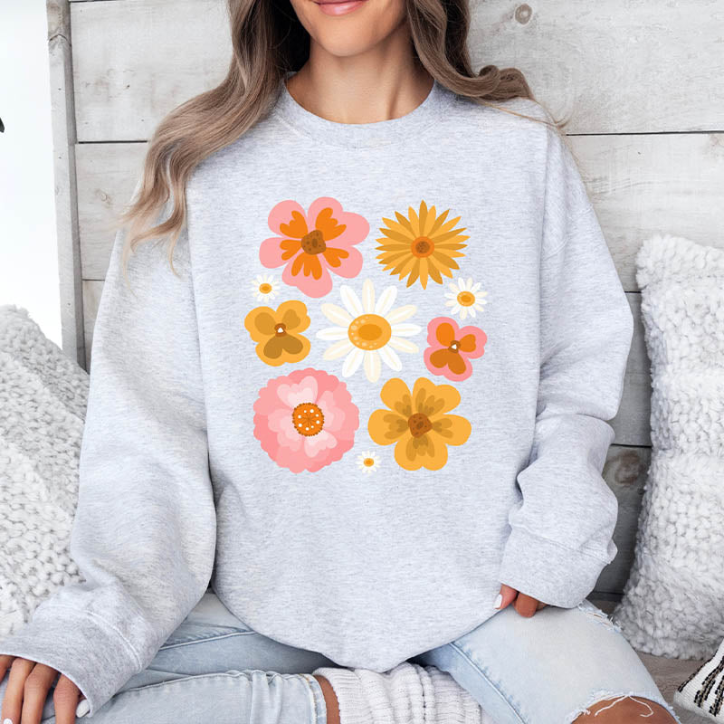 Botanical Floral Pressed Flowers Sweatshirt-carlalin