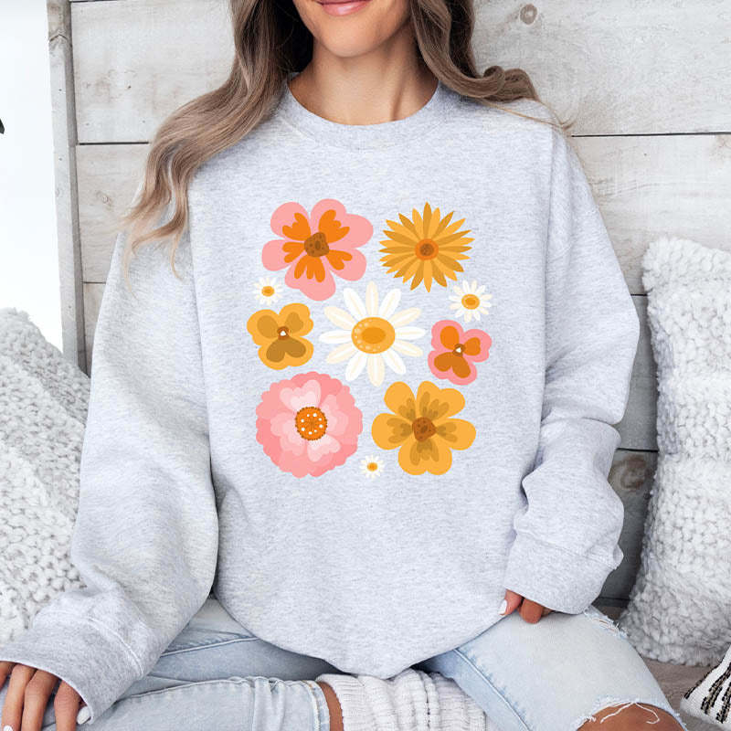 Botanical Floral Pressed Flowers Sweatshirt-carlalin