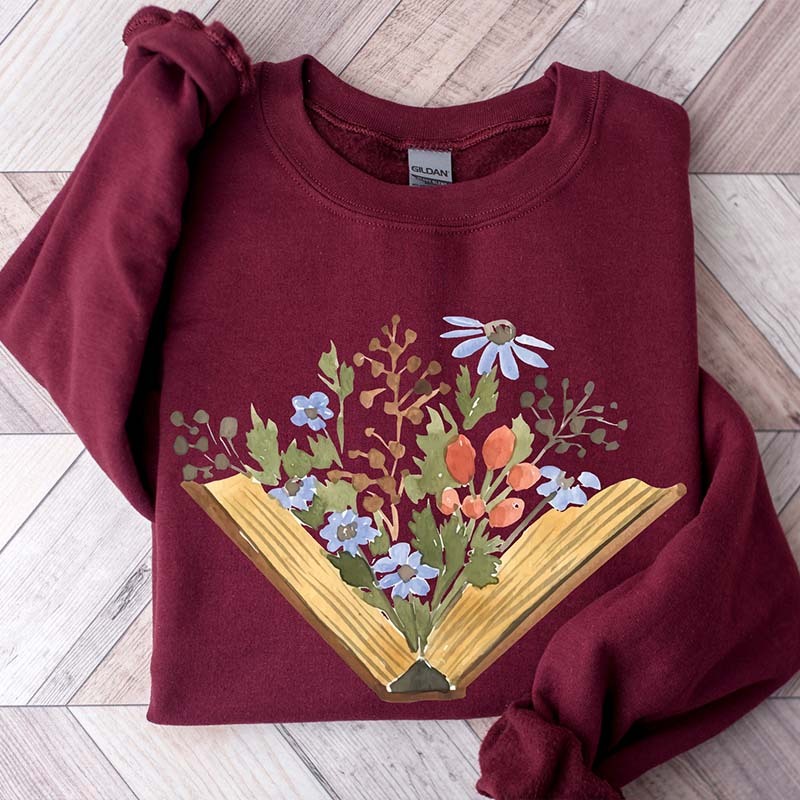 Wildflowers Book Sweatshirt & Gift For Book Lovers