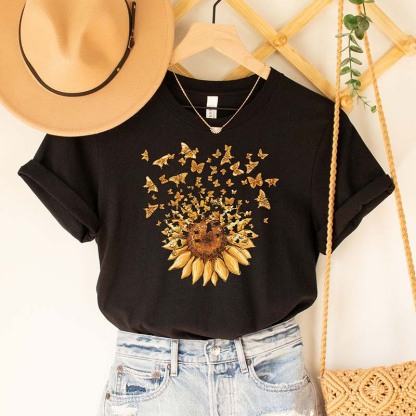 Sunflower And Butterfly T-shirt