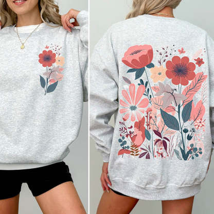 Boho Flower Minimalist Print Sweatshirt-carlalin