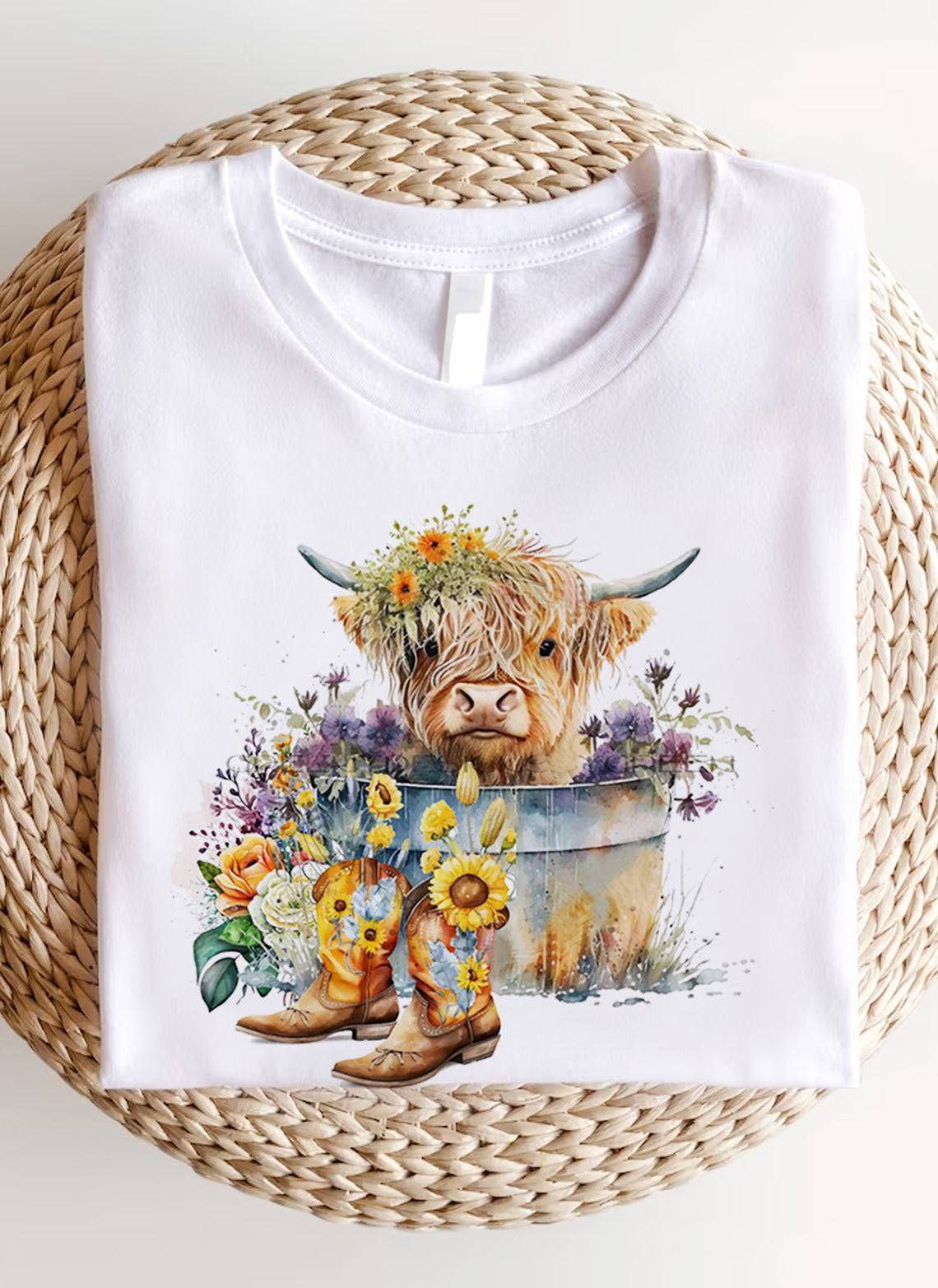 Highland Cow in Metal Tub Shirts-carlalin