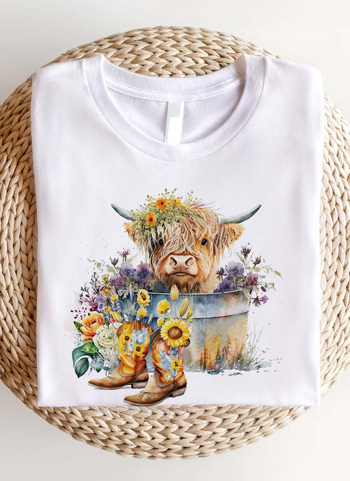 Highland Cow in Metal Tub Shirts-carlalin