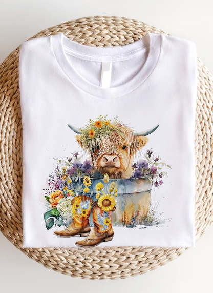 Highland Cow in Metal Tub Shirts-carlalin