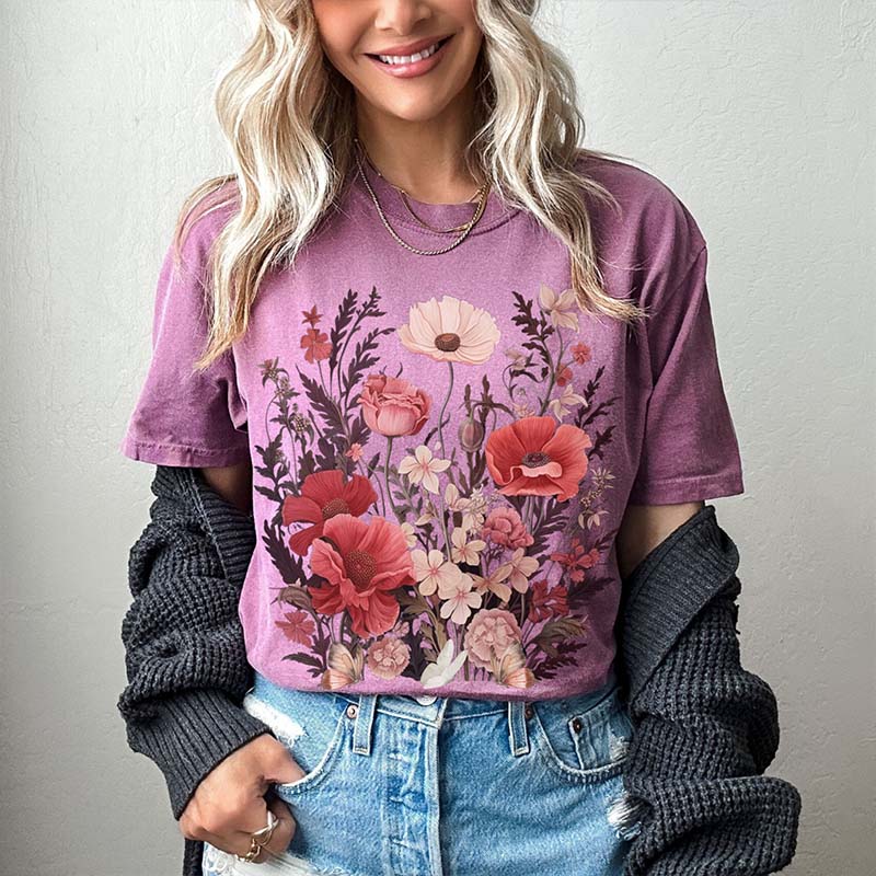 Boho wildflowers granola girl Autumn T-Shirt-carlalin