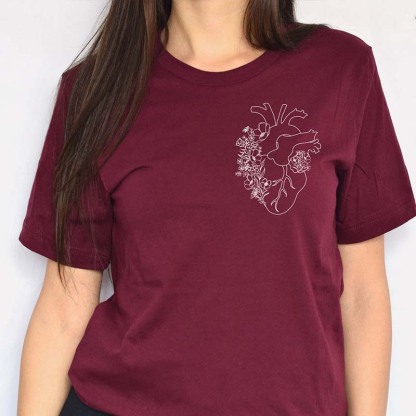 Heart Anatomy  Floral Heart T-Shirt