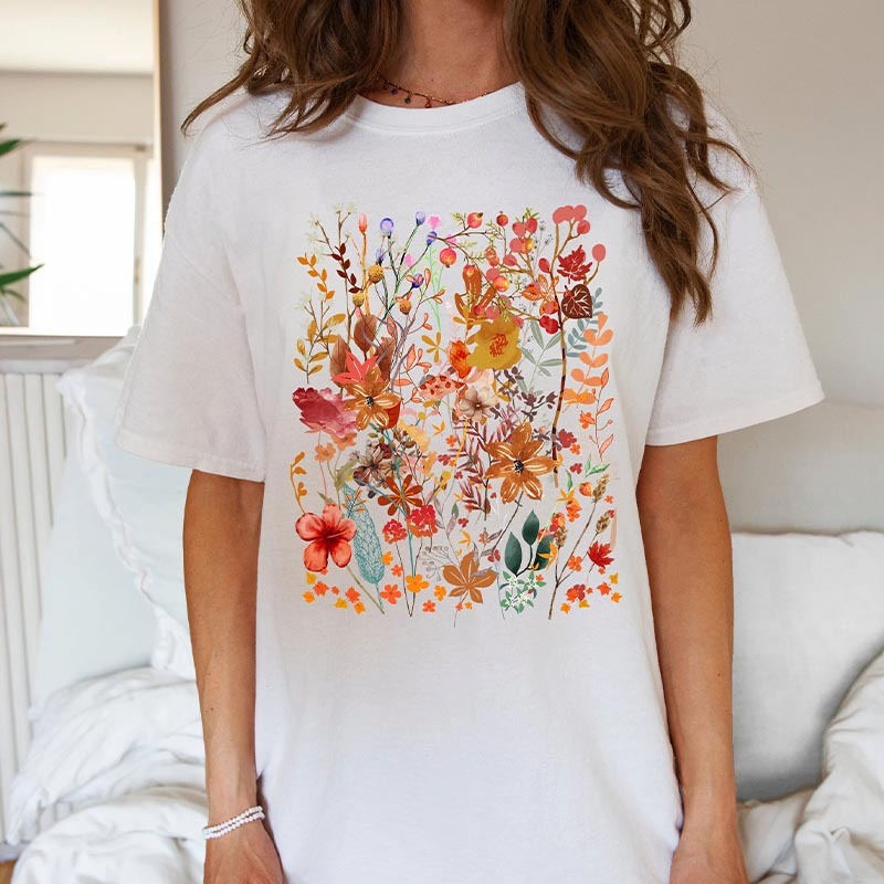 Floral Flowers Botanical T-Shirt-carlalin