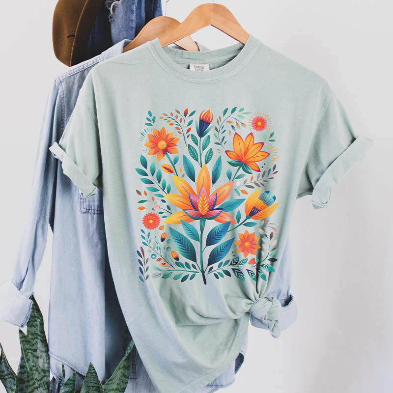Boho Folk Art  Wildflower T-Shirt-carlalin