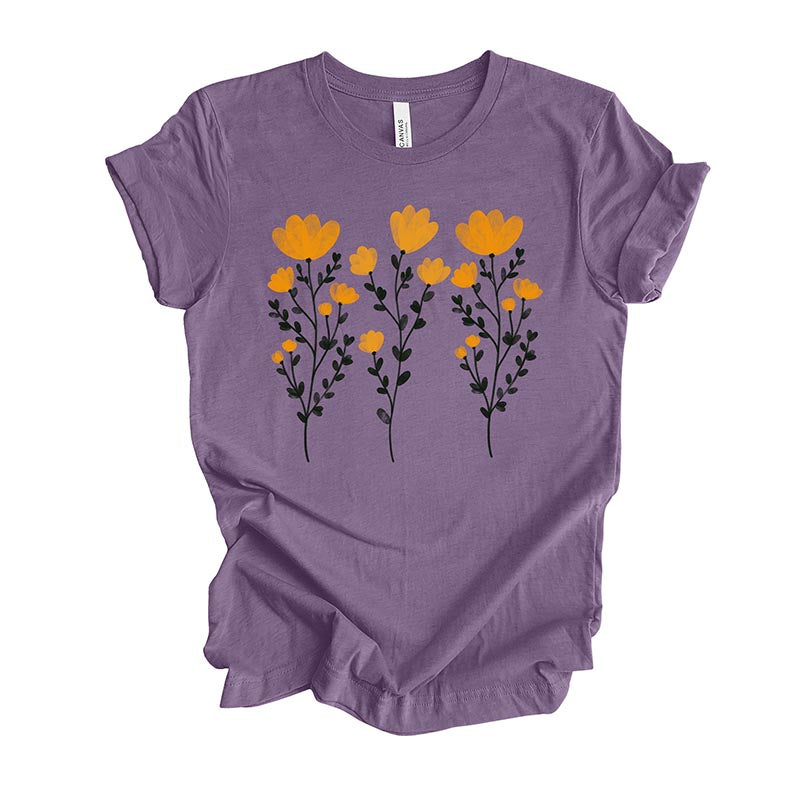 Yellow Flowers and Stems Cute T-Shirt-carlalin