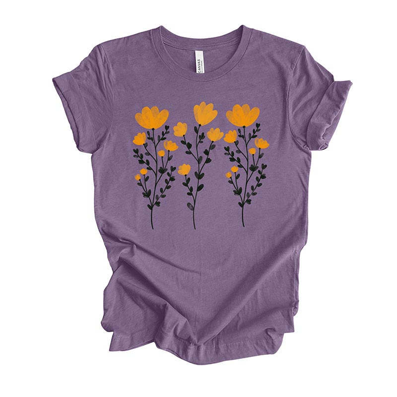 Yellow Flowers and Stems Cute T-Shirt-carlalin
