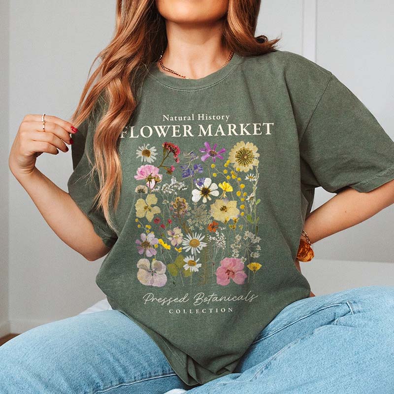 Flower Market Granola Girl Camping T-Shirt-carlalin