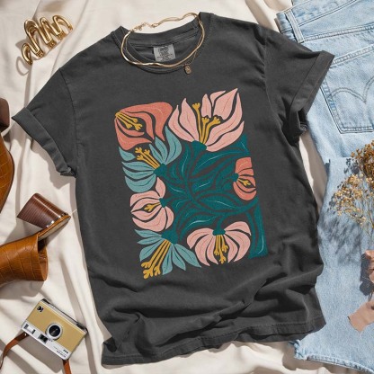 Boho Vintage Aesthetic Floral Matisse T-Shirt-carlalin