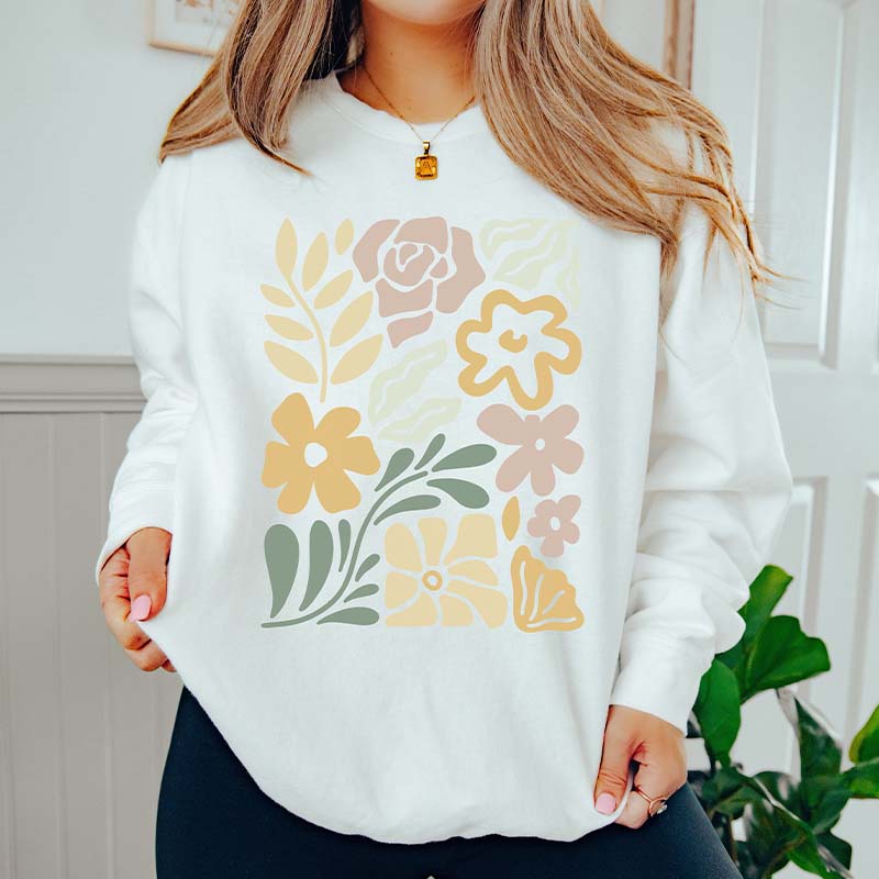 Retro Wavy Flowers Sweatshirt-carlalin