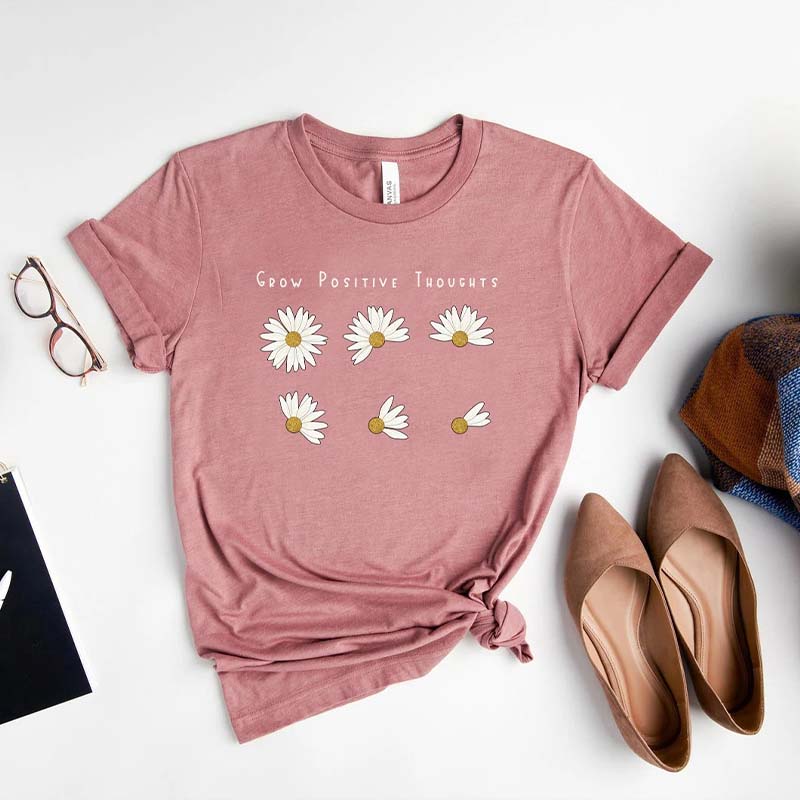 Grow Positive Thoughts Floral T-Shirt-carlalin