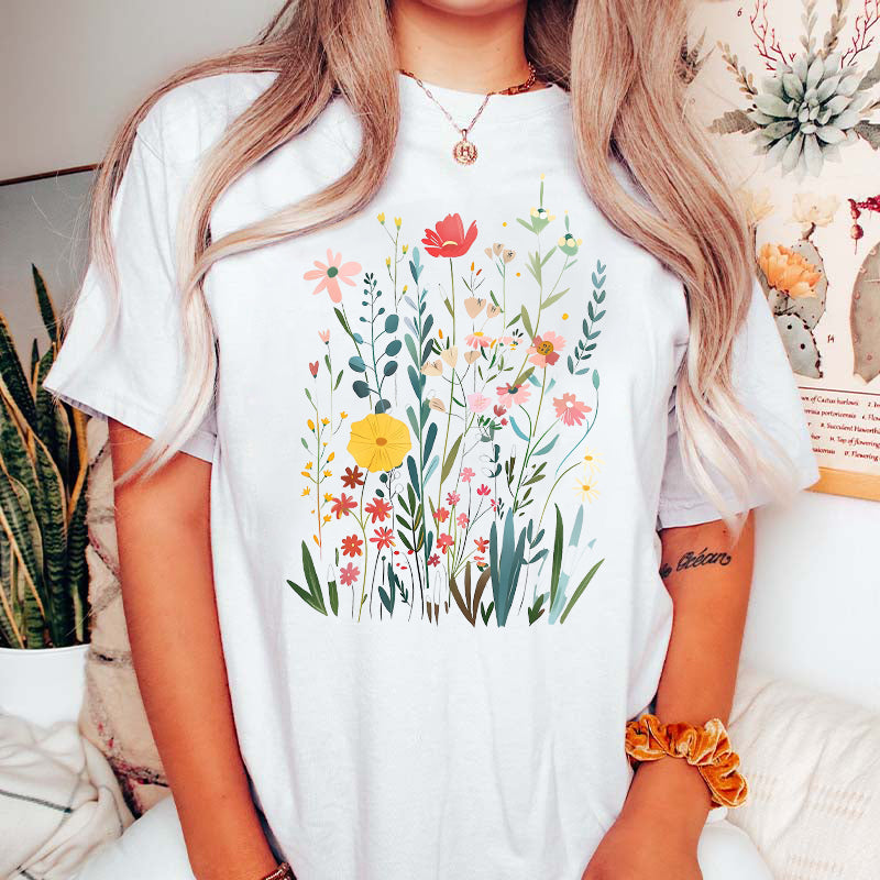 Colorful Wildflower Bouquet T-Shirt-carlalin