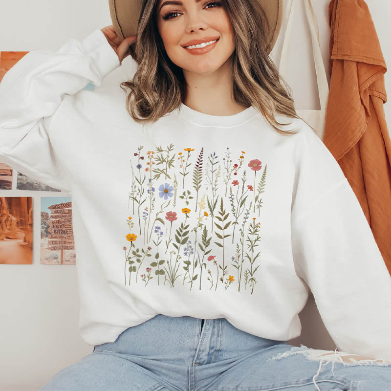 Dried Wildflower Boho Nature Sweatshirt-carlalin