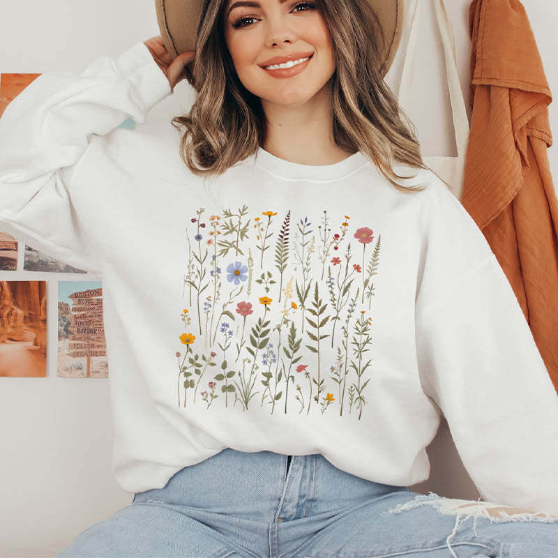 Dried Wildflower Boho Nature Sweatshirt-carlalin