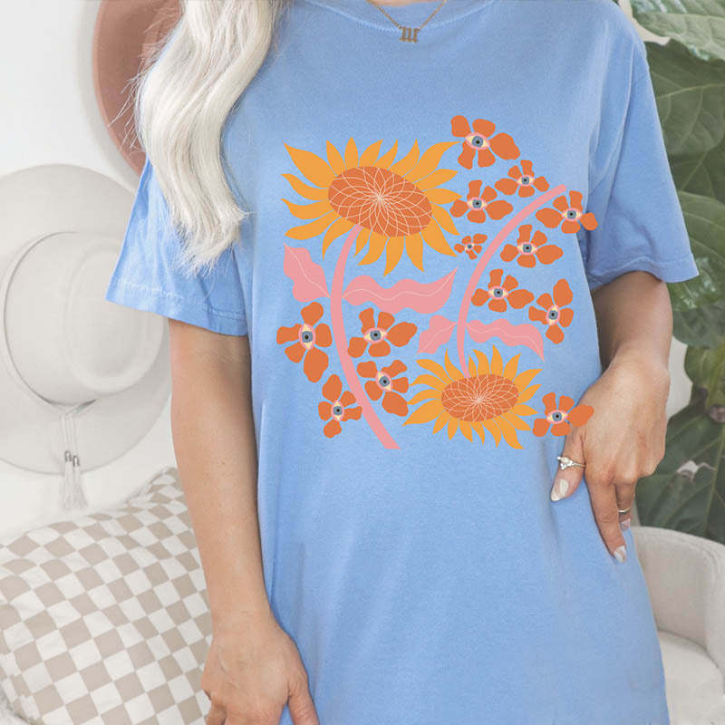 Sunflower Hippie Boho Art T-Shirt-carlalin