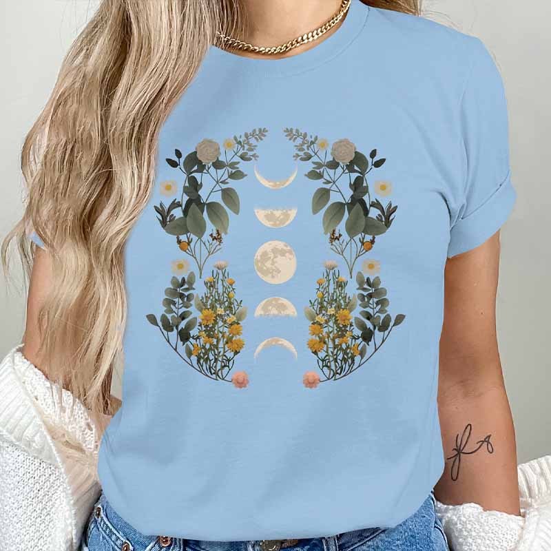Floral Moon Celestial T-Shirt-carlalin