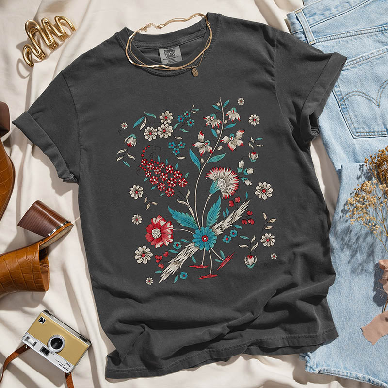 Boho Floral Botanical T-Shirt-carlalin