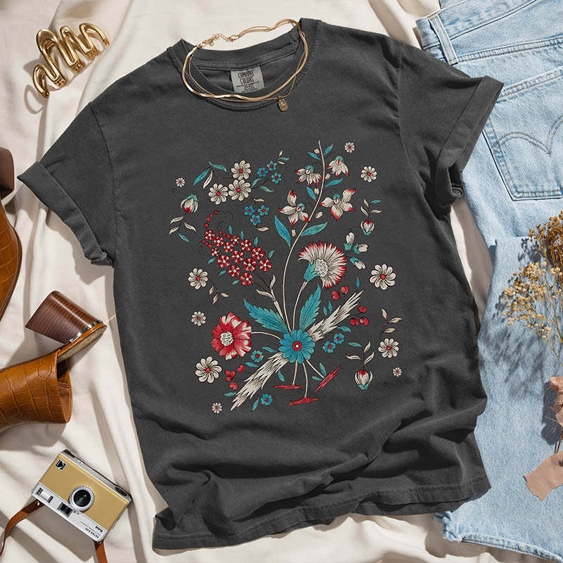 Boho Floral Botanical T-Shirt-carlalin