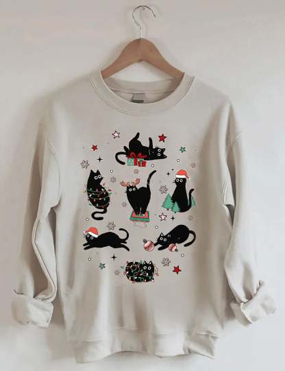 Christmas Black Cat Sweatshirt-carlalin