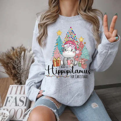 Christmas Hippo Sweatshirt-carlalin