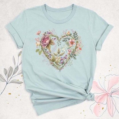 Floral Heart Lover Wildflower T-Shirt-carlalin